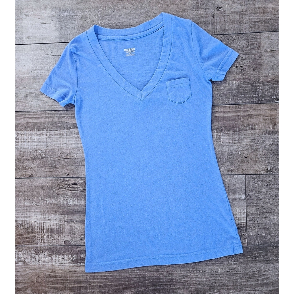 Soft Stretch Vneck Tee MOSSIMO Baby Blue Size XS Extra Small